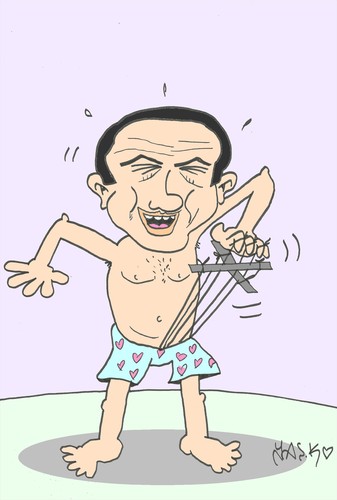 Cartoon: Berlusconi (medium) by yasar kemal turan tagged game,puppet,berlusconi