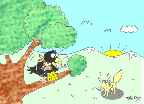 Cartoon: breakfast (medium) by yasar kemal turan tagged cheese,fox,crow,breakfast