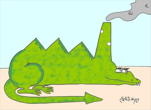 Cartoon: factory (medium) by yasar kemal turan tagged factory,monster,economy