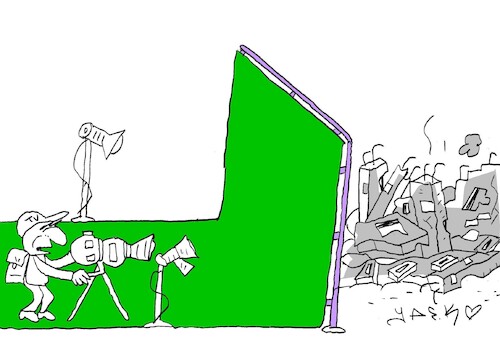 Cartoon: green curtain (medium) by yasar kemal turan tagged green,curtain