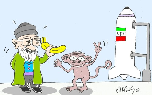 Cartoon: Iranian in space (medium) by yasar kemal turan tagged iranian,in,space
