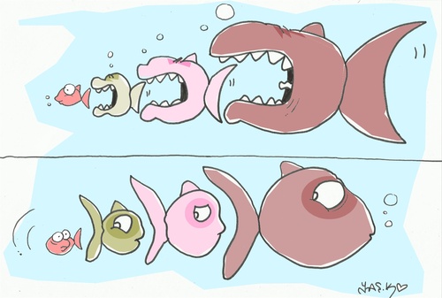 Cartoon: one one (medium) by yasar kemal turan tagged one,fish