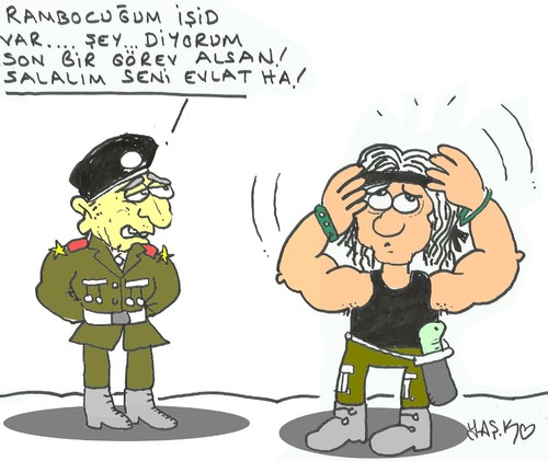 Cartoon: Iss and Rambo (medium) by yasar kemal turan tagged head,rambo