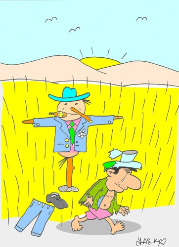Cartoon: separation-rich (medium) by yasar kemal turan tagged separation,scarecrow,rich