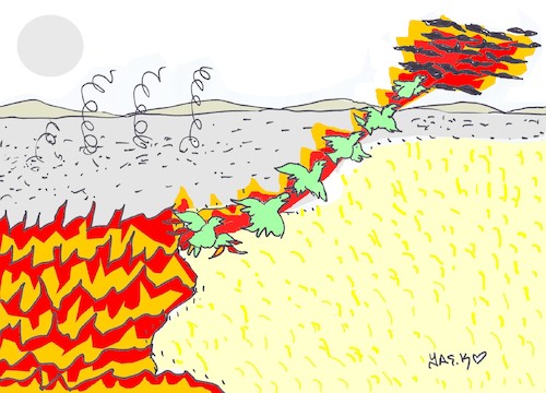 Cartoon: stubble burning (medium) by yasar kemal turan tagged stubble,burning