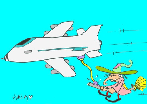 Cartoon: supply (medium) by yasar kemal turan tagged supply,witch,aircraft