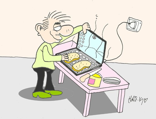 Cartoon: toast (medium) by yasar kemal turan tagged toast,computer,internet