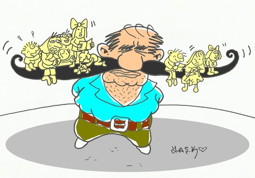 Cartoon: 8 (medium) by yasar kemal turan tagged father,unemployed,turks