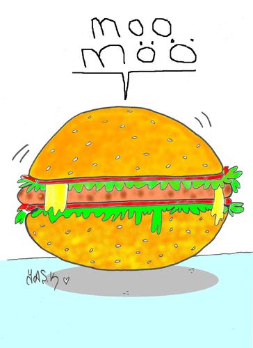 Cartoon: unhealthy meat-hamburger (medium) by yasar kemal turan tagged unhealthy,meat,mo,mö,cow,hamburger