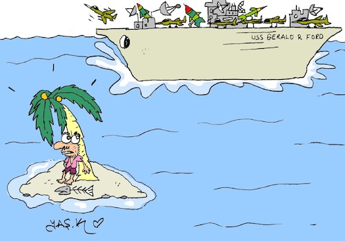 Cartoon: USS Gerald R Ford (medium) by yasar kemal turan tagged uss,gerald,ford