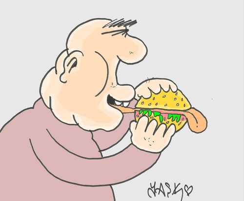 Cartoon: voracious (medium) by yasar kemal turan tagged language,hamburger,voracious,fesbuk