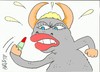Cartoon: lipstick-bull (small) by yasar kemal turan tagged lipstick bull