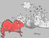 Cartoon: pain (small) by yasar kemal turan tagged pain,war,crime,against,humanity,chameleon,blood