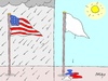 Cartoon: weak (small) by yasar kemal turan tagged usa,us,storm,rain,weak