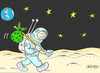 Cartoon: seclusion (small) by yasar kemal turan tagged seclusion,world,space,love,planet,moon