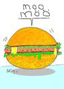Cartoon: unhealthy meat-hamburger (small) by yasar kemal turan tagged hamburger,cow,mö,mo,meat,unhealthy