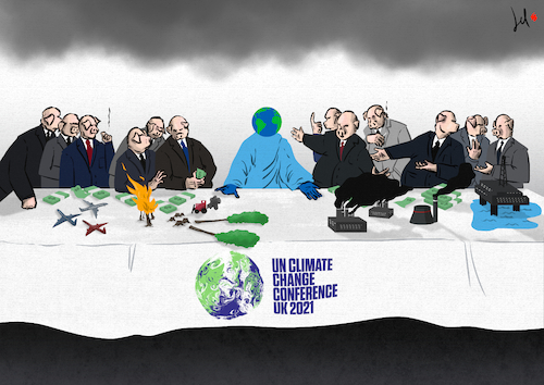 Cartoon: The last summit (medium) by Emanuele Del Rosso tagged cop26,climate,change,global,warming,world,leaders,cop26,climate,change,global,warming,world,leaders