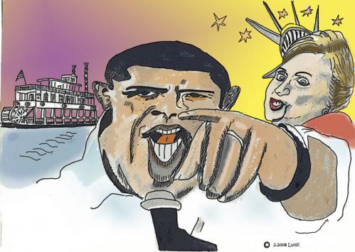 Cartoon: Obama  Clinton (medium) by Lutz-i tagged obama