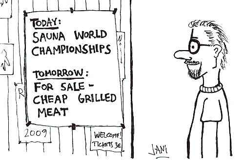 Cartoon: Grilled meat (medium) by Jani The Rock tagged heinola,finland,meat,grill,sauna