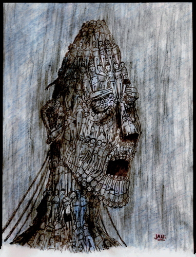 Cartoon: Human head (medium) by Jani The Rock tagged state,society,city,head,human,communism,madness,insanity