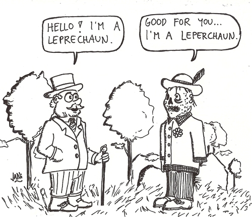 Cartoon: Leperchaun (medium) by Jani The Rock tagged leprechaun,leper,mythology,fairy,wordplay