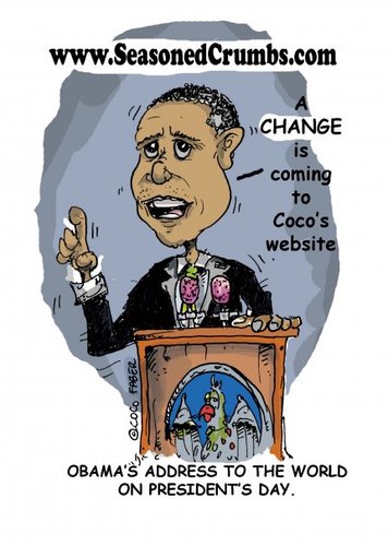Cartoon: Obama Toon (medium) by Seasoned Crumbs tagged barrak,obama,cartoon,president,seasoned,crumbs,humor,coco,faber
