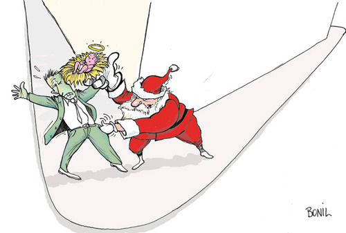 Cartoon: Merry Christmas (medium) by BONIL tagged christmas,santa,claus,consumerism
