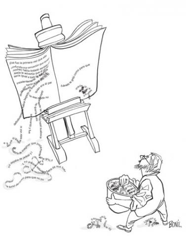 Cartoon: The writer... (medium) by BONIL tagged writer,inspiration,artistic,creation,bonil