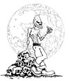 Cartoon: WORK FOR A LIVING (small) by RAMONETX tagged monstruos vampiros zombies horror fantasy artwork illustration