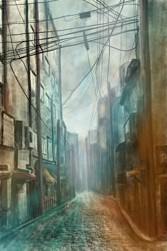Cartoon: City (medium) by alesza tagged city,architecture,buildings,house,digital,painting,art,artwork,illustration