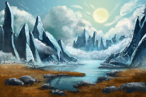 Cartoon: Stille am Morgen (medium) by alesza tagged procreate,ipad,art,landscape,fantasy