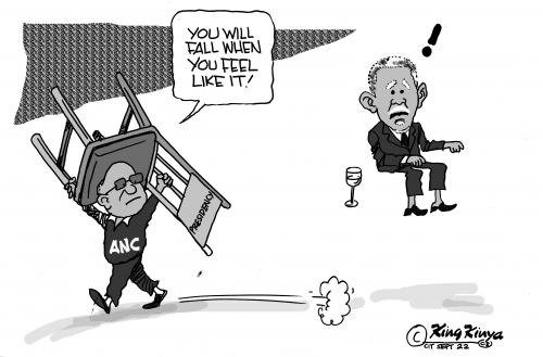 Cartoon: Mbeki and Zuma (medium) by King Kinya tagged mbeki,resigning