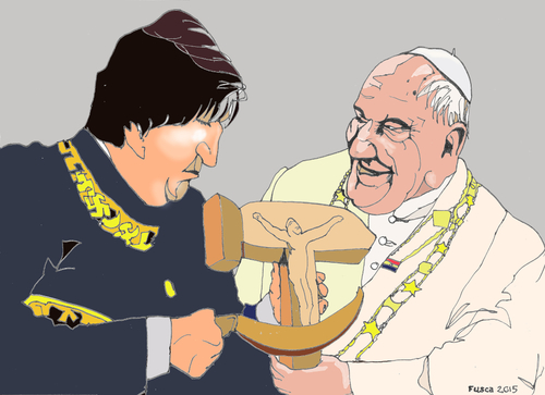 Cartoon: Bolivarian Pope (medium) by Fusca tagged pope,bolivarian,dictatorships,america,cuba,bolivia,argentina,brazil,venezuela
