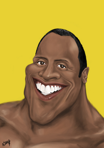 Cartoon: Dwayne The Rock Johnson (medium) by lufreesz tagged dwayne,johnson,caricature,the,rock,digital,painting