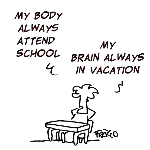 Cartoon: Brain in vacation (medium) by fragocomics tagged school,educational,education,school,educational,education