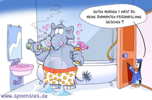 Cartoon: diamantenfraesmaschine (medium) by ChristianP tagged diamantenfraesmaschine,badezimmer,pinguin