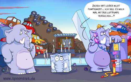 Cartoon: Elefanten (medium) by ChristianP tagged elefanten,cartoon,schrotplatz