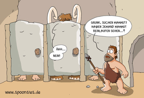 Cartoon: steinzeittoilette (medium) by ChristianP tagged steinzeittoilette