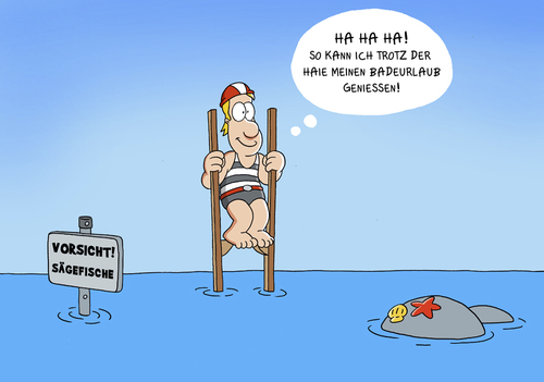 Cartoon: Stelzen Badeurlaub (medium) by ChristianP tagged stelzen,badeurlaub