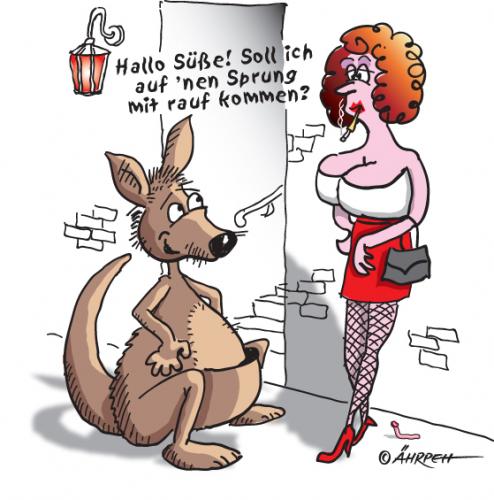 Cartoon: Auf einen Sprung (medium) by rpeter tagged känguruh,hure,rotlicht