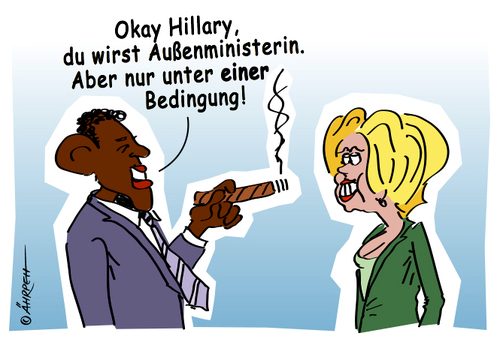 Cartoon: Bedingung (medium) by rpeter tagged obama,hillary