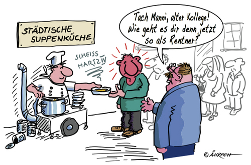 Cartoon: Rentner... (medium) by rpeter tagged suppenküche,alte,mann,rentner,rente