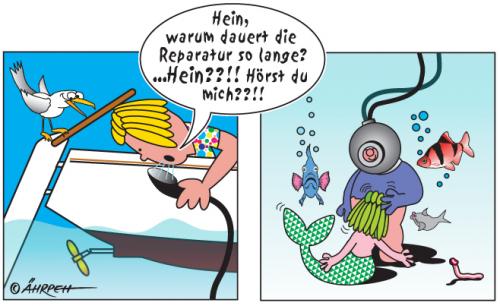 Cartoon: Tauchgang (medium) by rpeter tagged taucher,wasser,nixe,boot