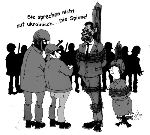 Cartoon: Merkel und Obama auf Maidan (medium) by medwed1 tagged merkel,obama,ukraina