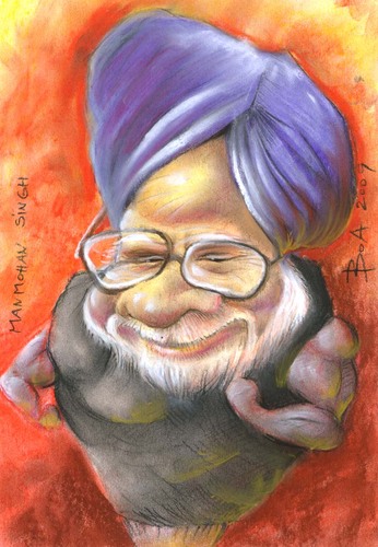 Cartoon: Manmohan Singh-India (medium) by boa tagged caricature,cartoon,happy,nice,painting,humor,comic,boa,romania