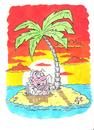 Cartoon: Escape to desert island! (small) by fieldtoonz tagged escape,convict,island,desert,sunset,palm,tree