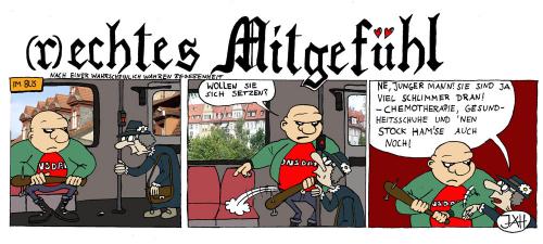 Cartoon: r-echtes Mitgefühl (medium) by Weltasche tagged npd,nazi,skinhead