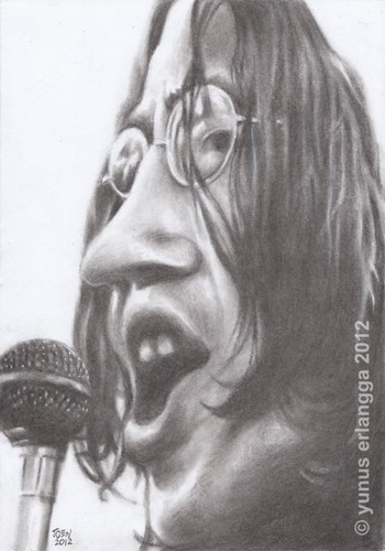Cartoon: John Lennon (medium) by Joen Yunus tagged rockstar,charcoal,caricature