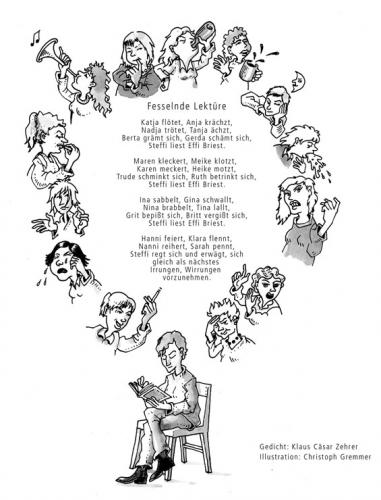Cartoon: Fesselnde Lektüre (medium) by Christoph Gremmer tagged gedicht
