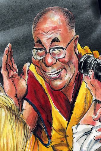 Cartoon: Dalai lama caricature (medium) by Colin A Daniel tagged dalai,lama,caricature,colin,daniel
